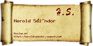 Herold Sándor névjegykártya